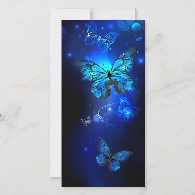Morpho Butterfly in the Dark Background Save The Date (Front)