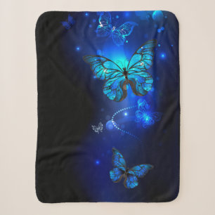 Morpho Butterfly in the Dark Background Sherpa Blanket