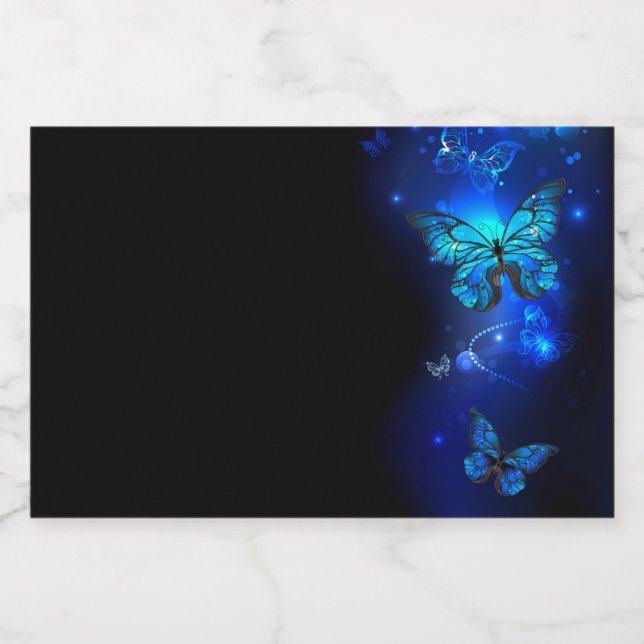 Morpho Butterfly in the Dark Background Sparkling Wine Label (Single Label)