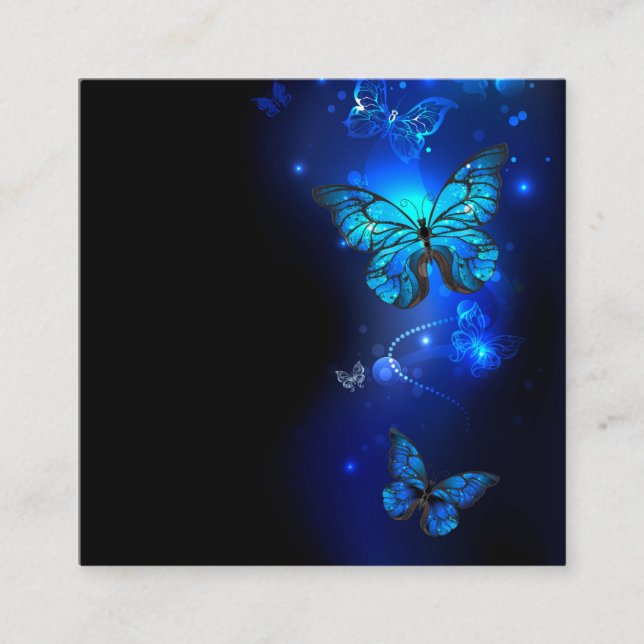 Morpho Butterfly in the Dark Background Square Business Card (Front)