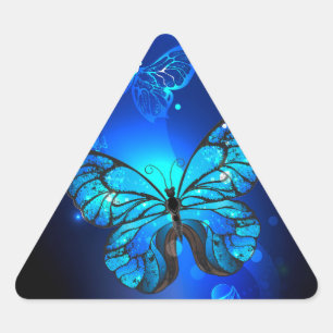 Morpho Butterfly in the Dark Background Triangle Sticker