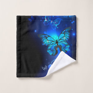 Morpho Butterfly in the Dark Background Wash Cloth