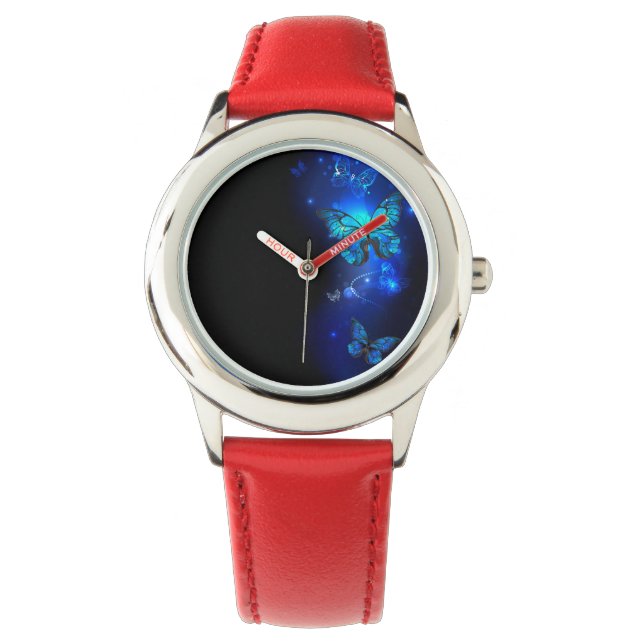 Morpho Butterfly in the Dark Background Watch (Front)