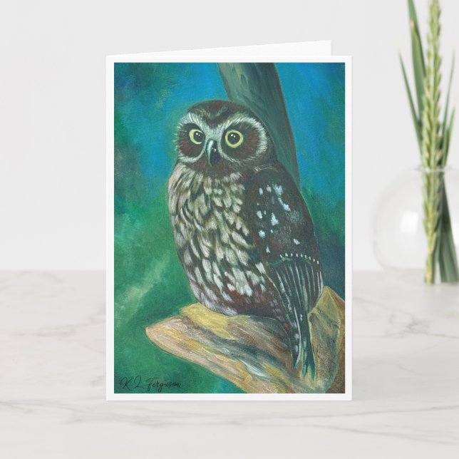 Morpork Owl Greetings Card (Front)