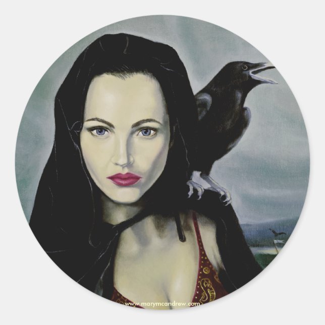 "Morrigan" Classic Round Sticker (Front)