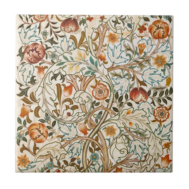 Morris Acanthus Floral Crewel Embroidery Pattern Ceramic Tile (Front)