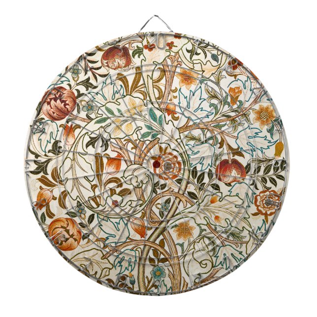  Morris Acanthus Floral Crewel Embroidery Pattern Dartboard (Front)