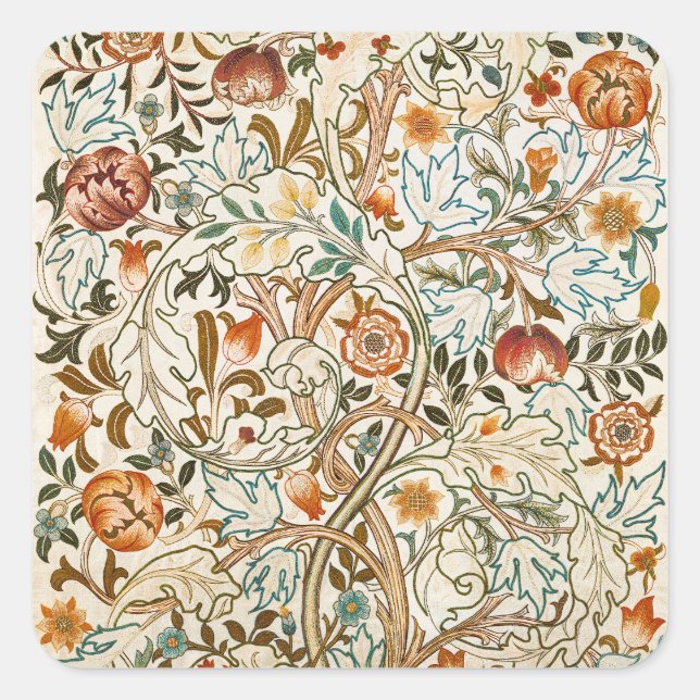  Morris Acanthus Floral Crewel Embroidery Pattern Square Sticker (Front)
