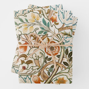 Morris Acanthus Floral Crewel Embroidery Pattern Wrapping Paper Sheet