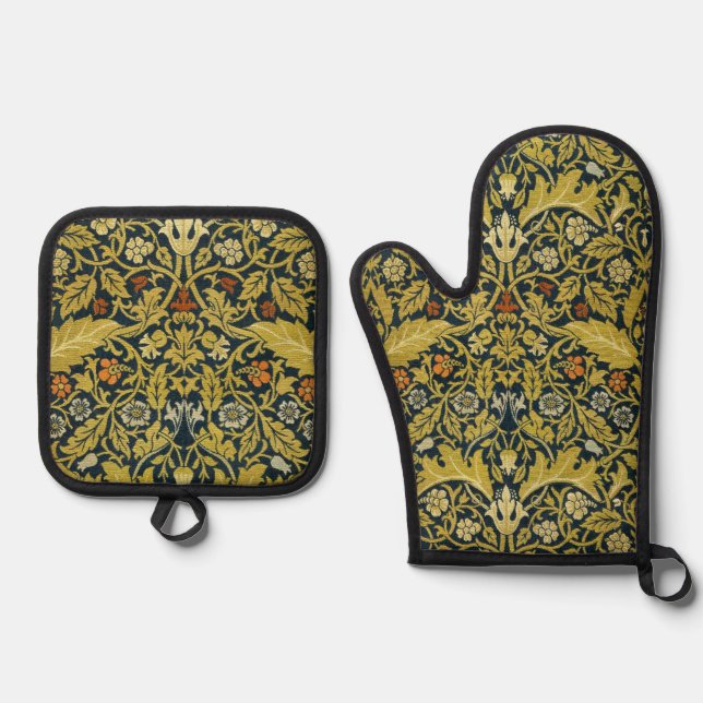 Morris Acanthus Leaves Twining Stem Flowers Carpet Oven Mitt & Pot Holder Set (Front)