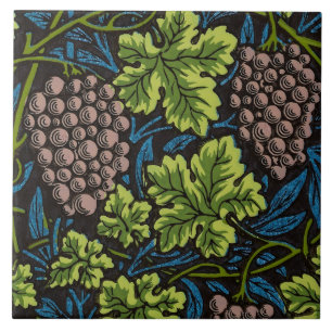 Morris - Antique 1873 Grape & Leave & Vine Pattern Ceramic Tile