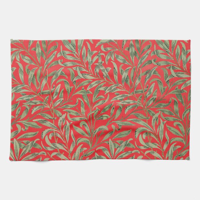 Morris - Antique willow leaves & Branches Pattern Tea Towel (Horizontal)