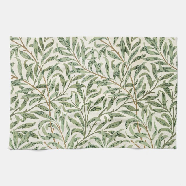 Morris - Antique willow leaves & Branches Pattern Tea Towel (Horizontal)
