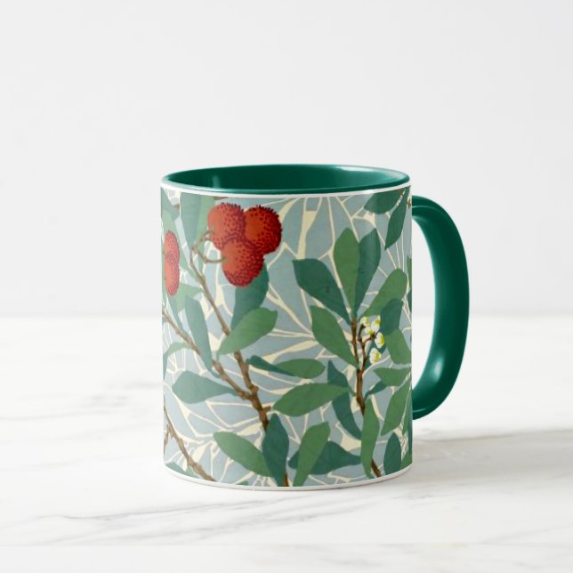 Morris -  Arbatus, berry red and green. Mug (Front Right)