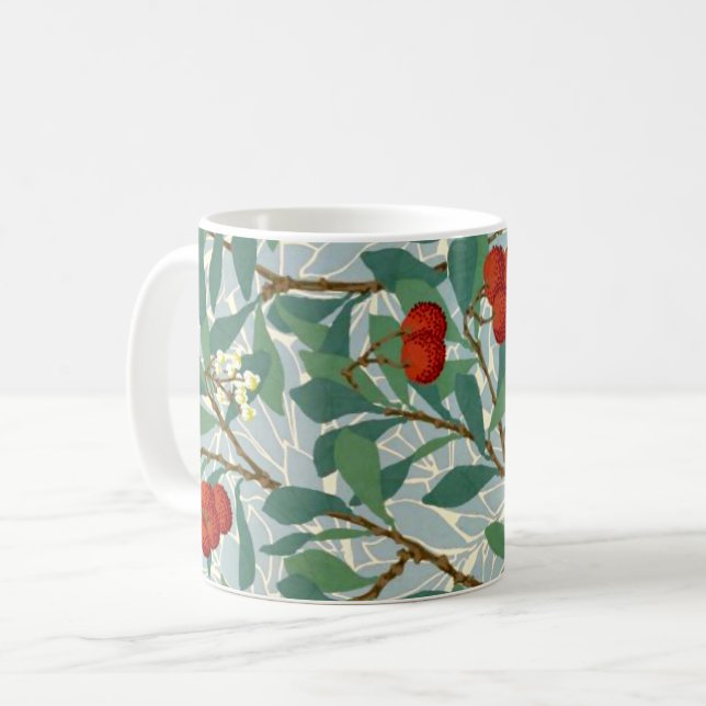 Morris -  Arbatus, berry red and turquoise, Coffee Mug (Front Left)