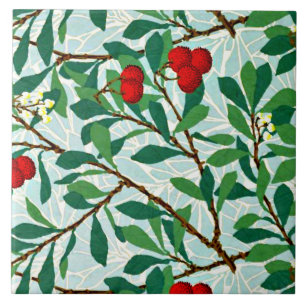 Morris -  Arbatus, berry red, famous pattern Ceramic Tile