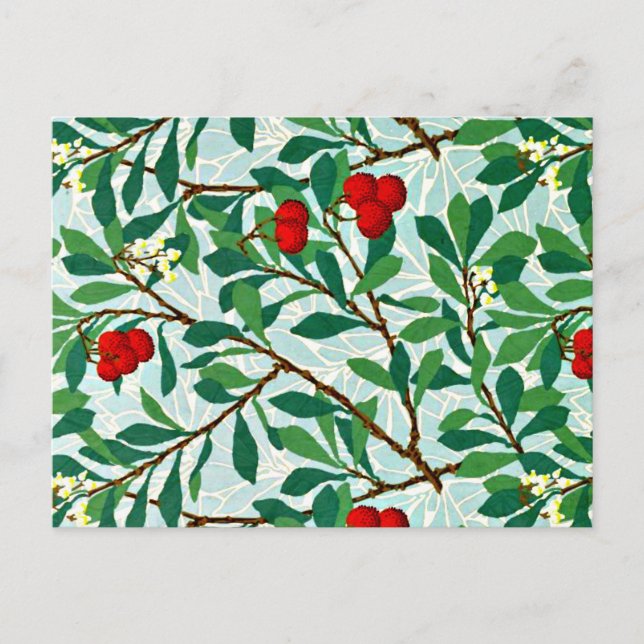 Morris -  Arbatus, berry red, famous pattern, Postcard (Front)