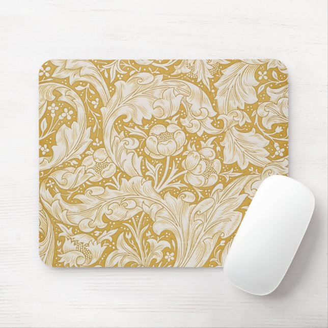Morris Bachelor's Button Flower & Golden Stems Mouse Pad (With Mouse)