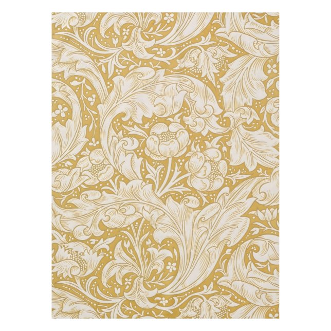 Morris Bachelor's Button Flower & Golden Stems Tablecloth (Front)