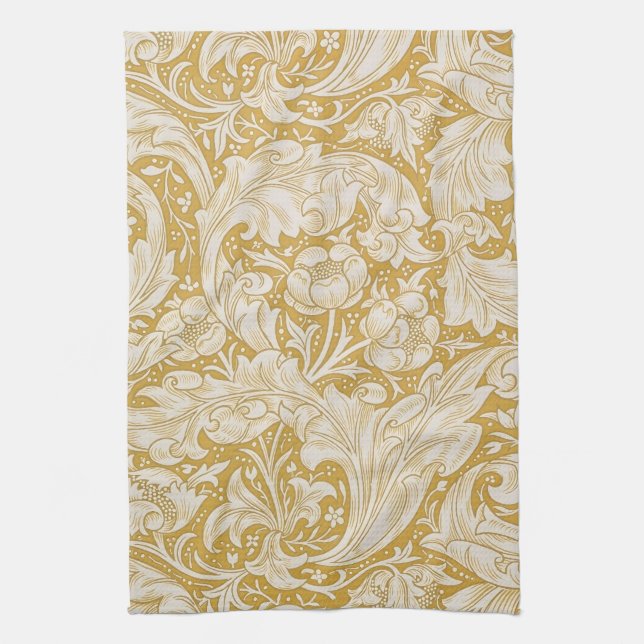 Morris Bachelor's Button Flower & Golden Stems Tea Towel (Vertical)