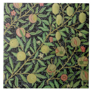 Morris Black Background Antique Pomegrana Pattern Ceramic Tile