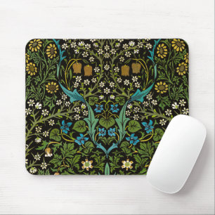 Morris Black Background Vintage Blackthorn Pattern Mouse Pad