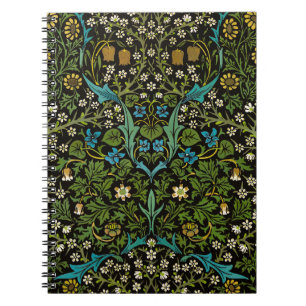Morris Black Background Vintage Blackthorn Pattern Notebook