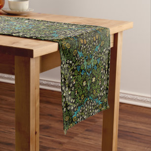 Morris Black Background Vintage Blackthorn Pattern Short Table Runner