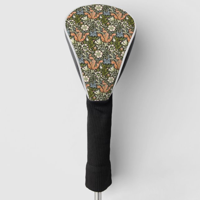 Morris BlackBackground 1896 Compton Floral Pattern Golf Head Cover (Front)
