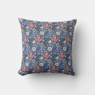 Morris Blue Background 1896 Compton Floral Pattern Cushion