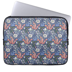 Morris Blue Background 1896 Compton Floral Pattern Laptop Sleeve