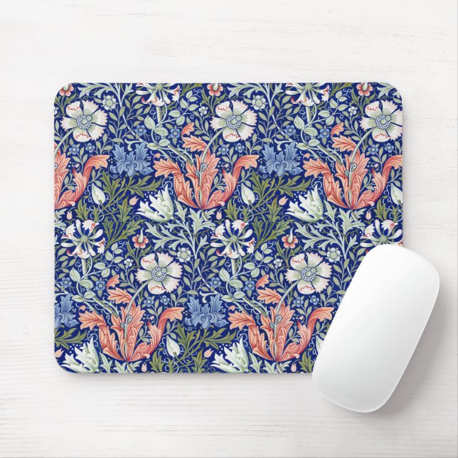 Morris Blue Background 1896 Compton Floral Pattern Mouse Pad (With Mouse)