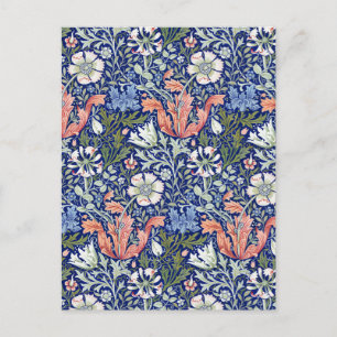 Morris Blue Background 1896 Compton Floral Pattern Postcard