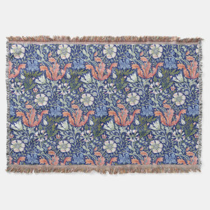 Morris Blue Background 1896 Compton Floral Pattern Throw Blanket
