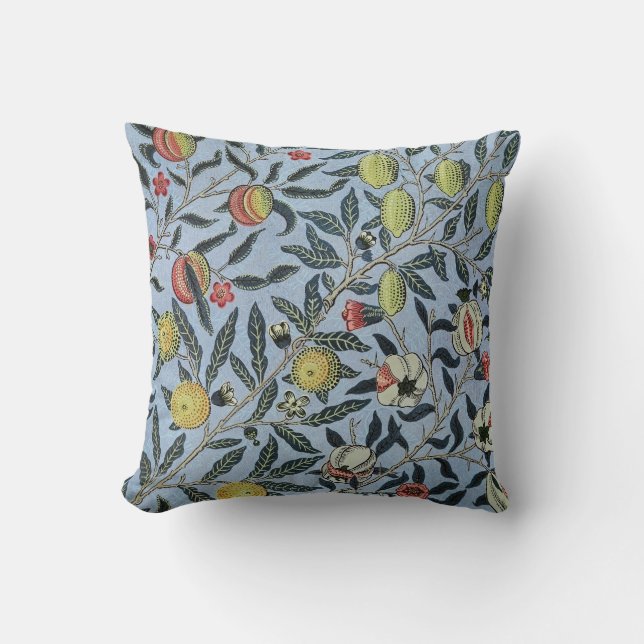 Morris Blue Background Antique Pomegrana Pattern Cushion (Front)