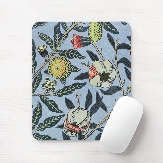 Morris Blue Background Antique Pomegrana Pattern Mouse Pad (With Mouse)
