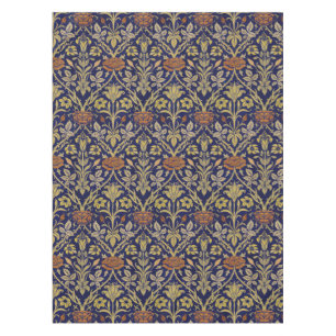 Morris Blue Background Rose & Lily Flower Pattern Tablecloth