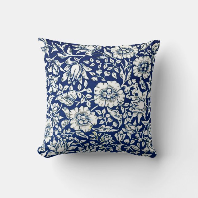 Morris - Blue Mallow, vintage pattern Cushion (Front)