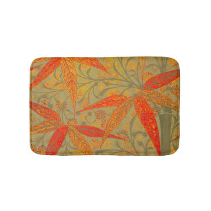 Morris & Co. Bamboo Pattern Godwin Orange & Sage Bath Mat