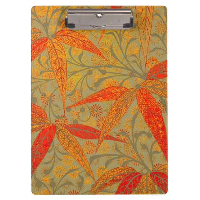 Morris & Co. Bamboo Pattern Godwin Orange & Sage Clipboard (Front)
