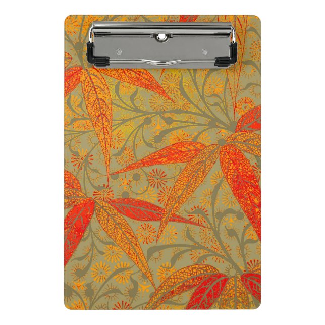 Morris & Co. Bamboo Pattern Godwin Orange & Sage Mini Clipboard (Front)