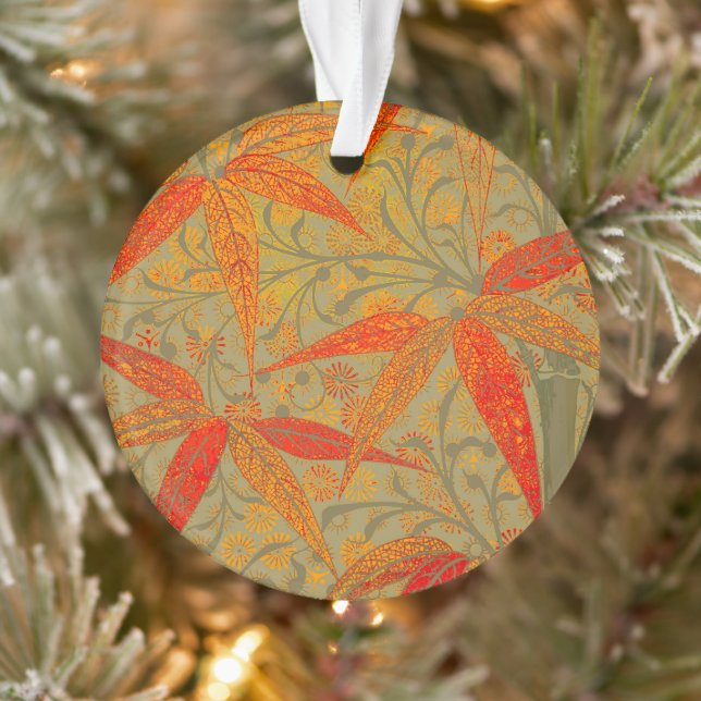 Morris & Co. Bamboo Pattern Godwin Orange & Sage Ornament (Tree)