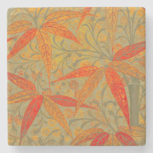 Morris & Co. Bamboo Pattern Godwin Orange & Sage Stone Coaster