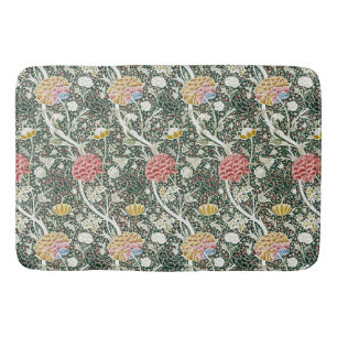 Morris Cray Vintage Blossom Floral Design Green Bath Mat