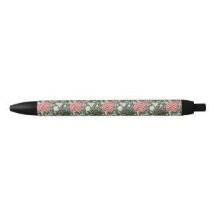 Morris Cray Vintage Blossom Floral Design Green Black Ink Pen