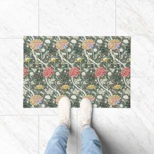 Morris Cray Vintage Blossom Floral Design Green Doormat