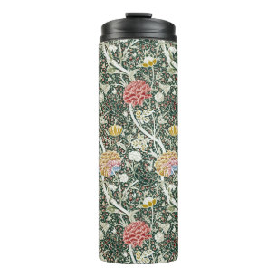 Morris Cray Vintage Blossom Floral Design Green Thermal Tumbler