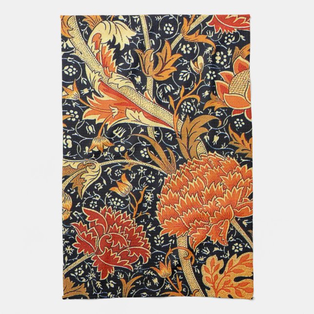 Morris - Cray, vintage pattern Tea Towel (Vertical)