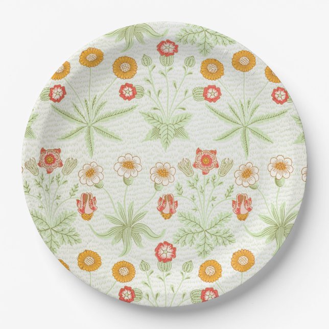 Morris Daisy, Classic Victorian Floral Pattern Paper Plate (Front)