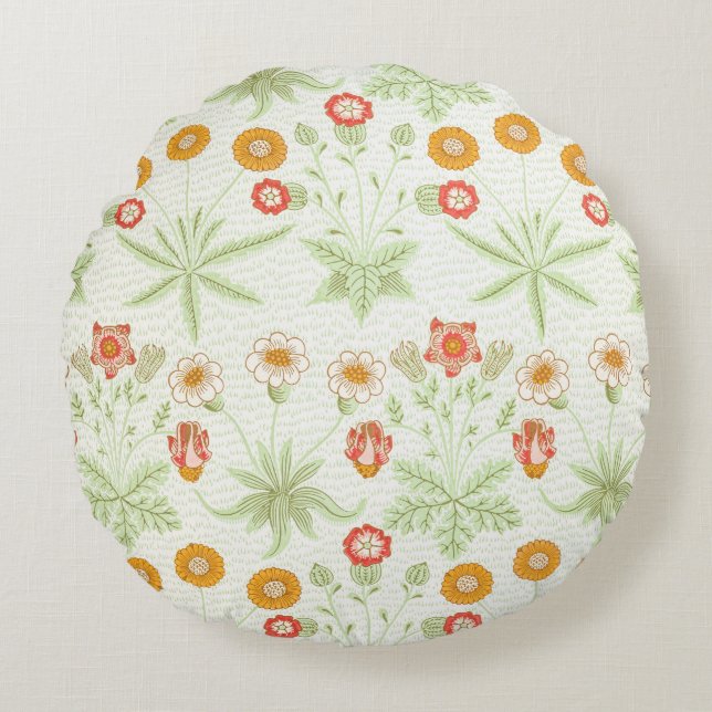 Morris Daisy, Classic Victorian Floral Pattern Round Cushion (Front)